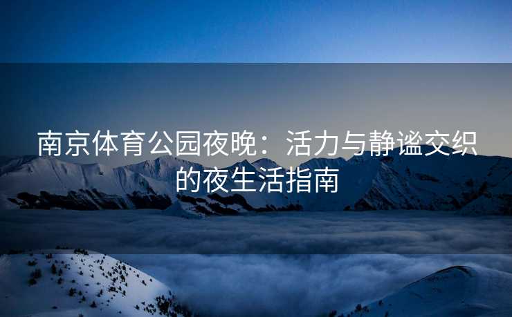 南京体育公园夜晚:活力与静谧交织的夜生活指南 南京体育公园夜晚:活力与静谧交织的夜生活指南